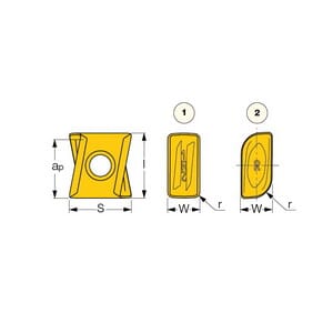 Iscar 5606060 HELITANG T490 LINE Precision Milling Insert With 4 Helical Cutting Edges, LNHT Insert, 1306 Insert, Carbide, Manufacturer's Grade: IC810, Rectangle Shape, Material Grade: K, P